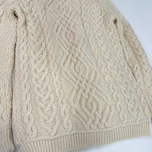 SAOL Ireland Sweater Womens Small Cream Cable Knit 100% Merino Wool Fisherman* - Picture 8 of 9